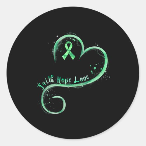 Hope Love Green Ribbon Mental Health Awareness  Classic Round Sticker