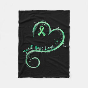 Hope Love Green Ribbon Mental Health Awareness Fleece Blanket