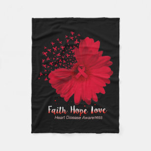 Hope Love Heart Disease Awareness Sunflower Fleece Blanket