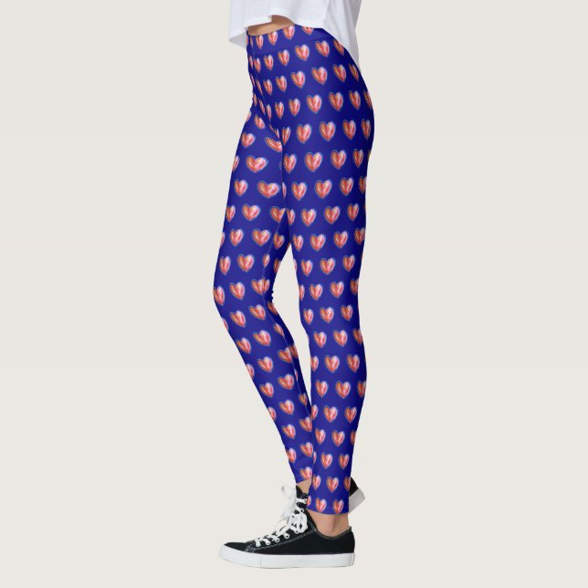 Hope Love Hearts Customized Art Design Leggings (Left)
