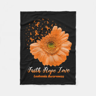 Hope Love Leukemia Awareness Flower Be Strong Fleece Blanket
