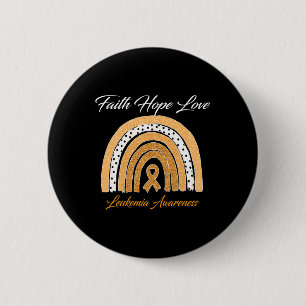 Hope Love Leukemia Awareness Ribbon Orange Rainbow Button