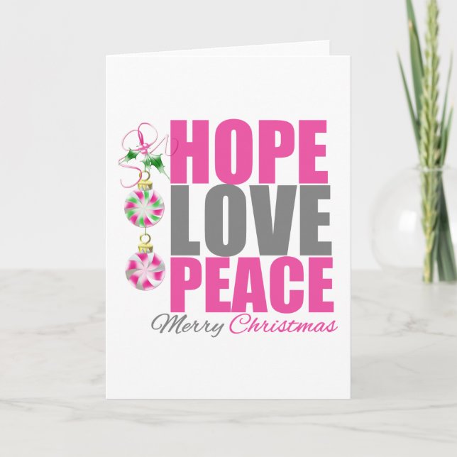 Hope Love Peace Ornament Holiday Card (Front)