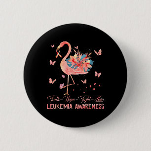 Hope Love Pink Flamingo Breast Leukemia Awareness  Button
