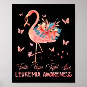 Hope Love Pink Flamingo Breast Leukemia Awareness Poster