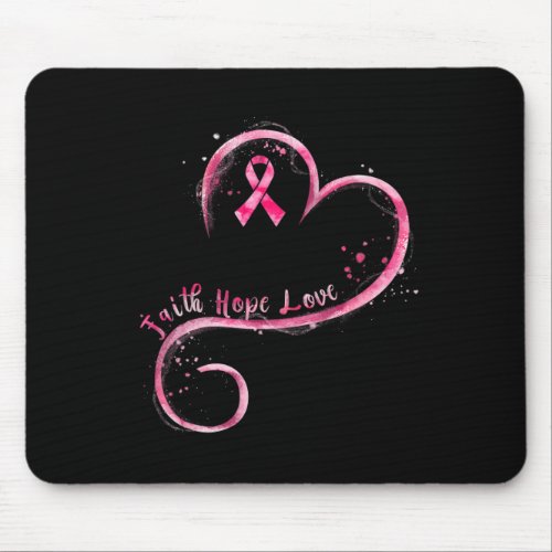 Hope Love Pink Ribbon Breast Cancer Awareness  Mouse Pad