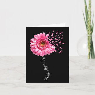 Hope Love Pink Ribbon Daisy Flower Breast Cancer  Card