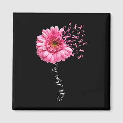 Hope Love Pink Ribbon Daisy Flower Breast Cancer  Magnet