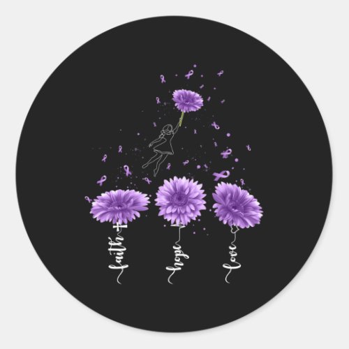 Hope Love Purple Sunflower Overdose Awareness  Classic Round Sticker