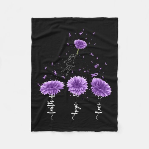Hope Love Purple Sunflower Overdose Awareness  Fleece Blanket