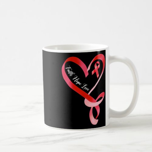 Hope Love Red Ribbon Heart Disease Awareness 1  Coffee Mug