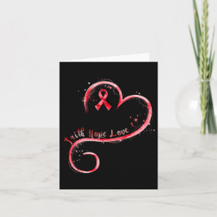 Hope Love Red Ribbon Heart Disease Awareness Card