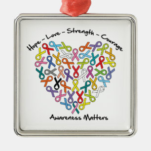 Hope Love Strength Courage Awareness Matters Metal Ornament