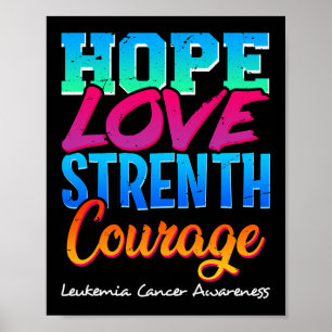 Hope Love Strength Courage - Leukemia Cancer Aware Poster