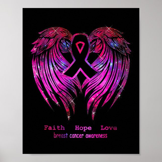 Hope Love Wings Breast Cancer Awareness  Poster (Front)