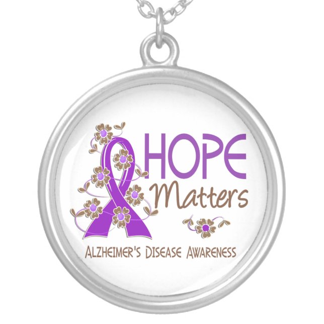 Hope Matters 3 Alzheimer's Disease Silver Plated Necklace (Front)