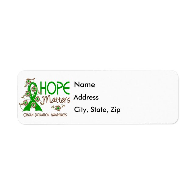 Hope Matters 3 Organ Donation Label (Front)