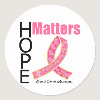 Hope Matters Breast Cancer (Jeweled Ribbon) Classic Round Sticker