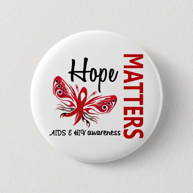 Hope Matters Butterfly AIDS Pinback Button (Front)