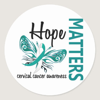 Hope Matters Butterfly Cervical Cancer Classic Round Sticker