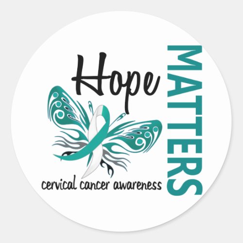 Hope Matters Butterfly Cervical Cancer Classic Round Sticker