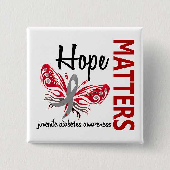 Hope Matters Butterfly Juvenile Diabetes Pinback Button (Front)
