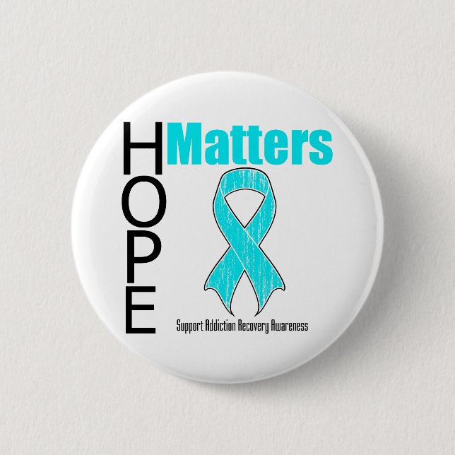 Hope Matters Ribbon Addiction Recovery Awareness Pinback Button (Front)
