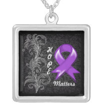 Hope Matters Ribbon GIST Cancer Silver Plated Necklace