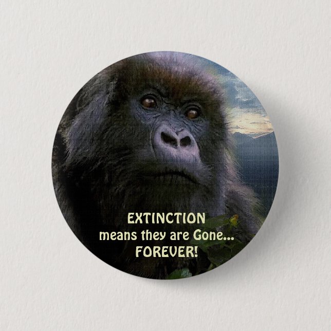 "HOPE" Mountain Gorilla anti Extinction Button (Front)