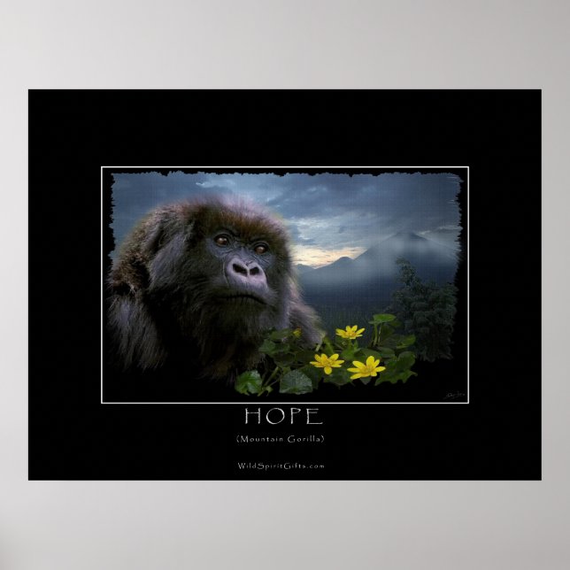 HOPE Mountain Gorilla Wildlife Art Print (Front)