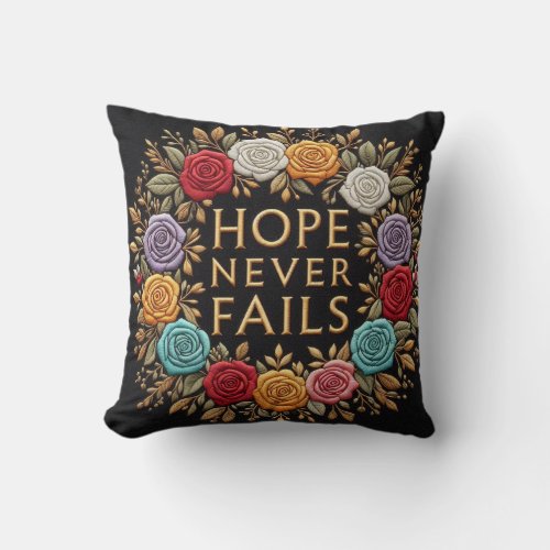 HOPE NEVER FAILS Eternal Assurance of Gods Word Throw Pillow