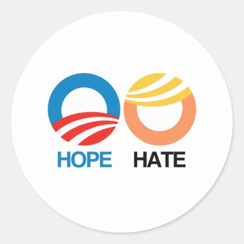 HOPE Obama vs HATE Trump Classic Round Sticker