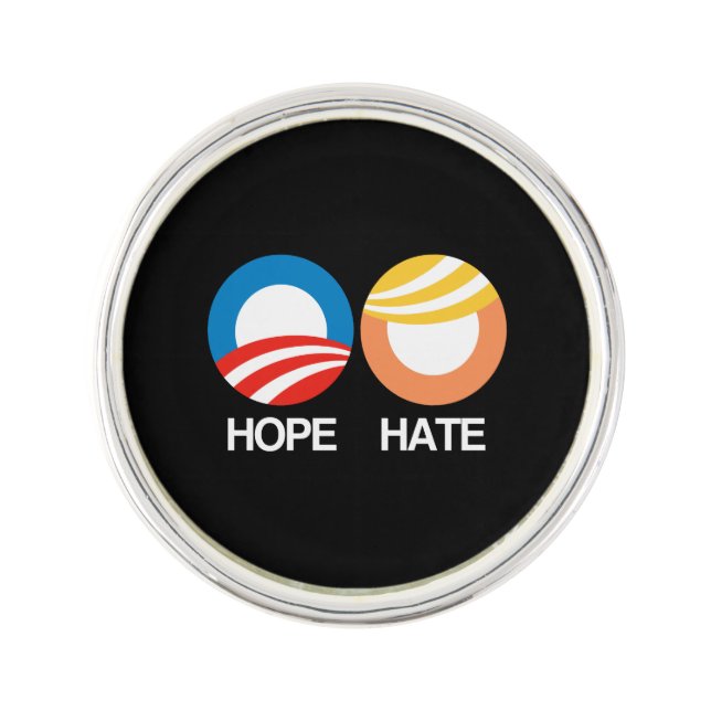 HOPE (Obama) vs. HATE (Trump) Lapel Pin (Front)