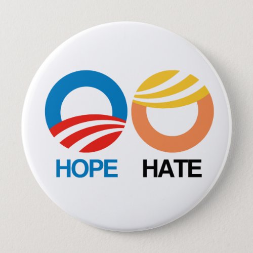 HOPE Obama vs HATE Trump Pinback Button