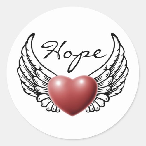 Hope on Angel Wings Classic Round Sticker