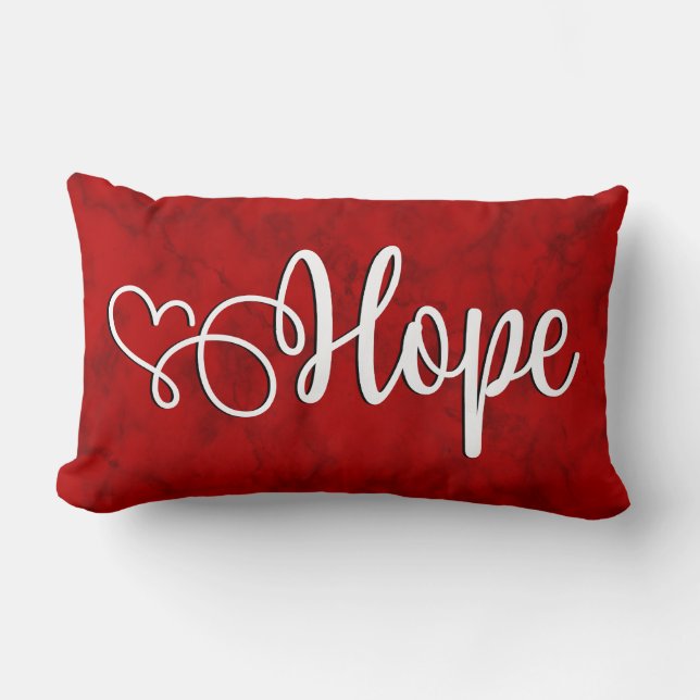 Hope on Marbled Red - Lumbar Pillow (Front)