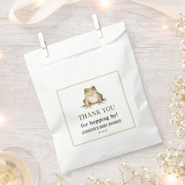 Hope On Over Frog Baby Shower Favor Bag (Clipped)