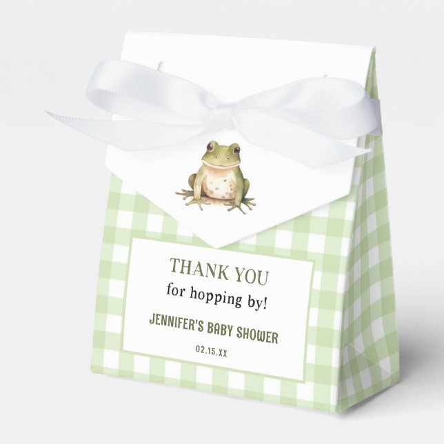 Hope On Over Frog Theme Baby Shower Favor Boxes (Front Side)