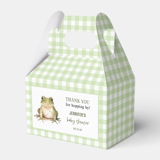 Hope On Over Frog Theme Baby Shower Favor Boxes (Front Side)