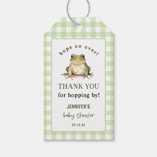 Hope On Over Frog Theme Baby Shower Gift Tags