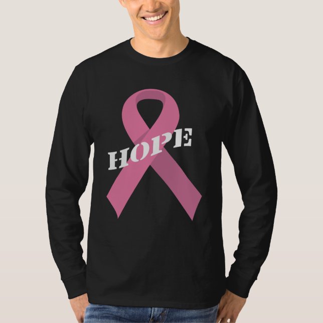 Hope on pink ribbon Breast cancer awareness  T-Shirt (Front)