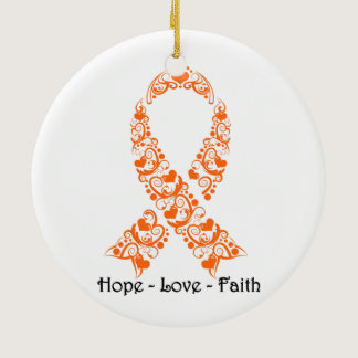 Hope Orange Awareness Ribbon Ceramic Ornament