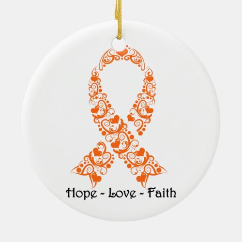 Hope Orange Awareness Ribbon Ceramic Ornament