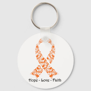 Hope Orange Awareness Ribbon Keychain