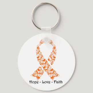 Hope Orange Awareness Ribbon Keychain