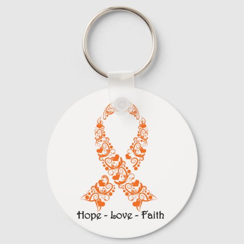 Hope Orange Awareness Ribbon Keychain