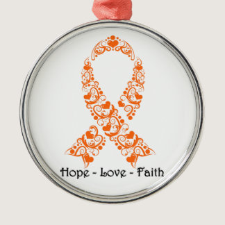 Hope Orange Awareness Ribbon Metal Ornament
