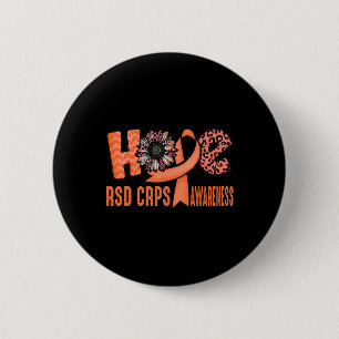 Hope Orange Ribbon Leopard Sunflower Rsd Crps Awar Button
