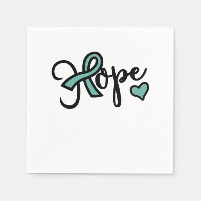 Hope Ovarian Cancer Awareness Teal Love Napkins (Front)