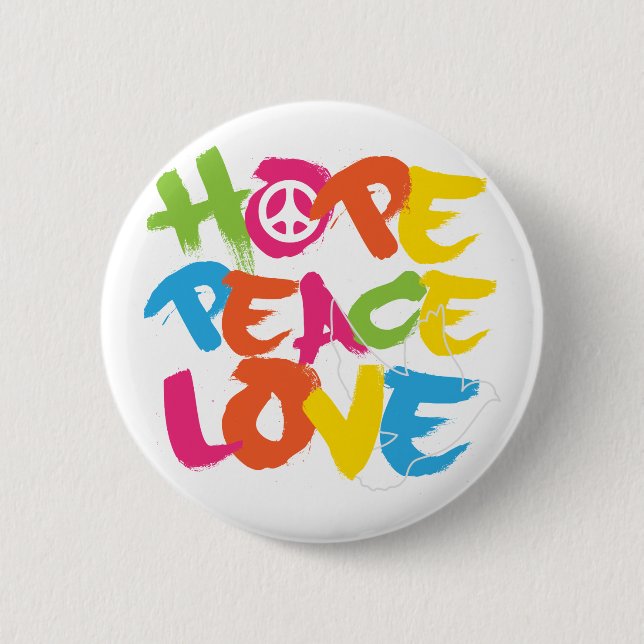 Hope Peace Love Button (Front)